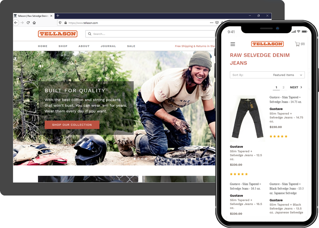 Tellason website on desktop and mobile